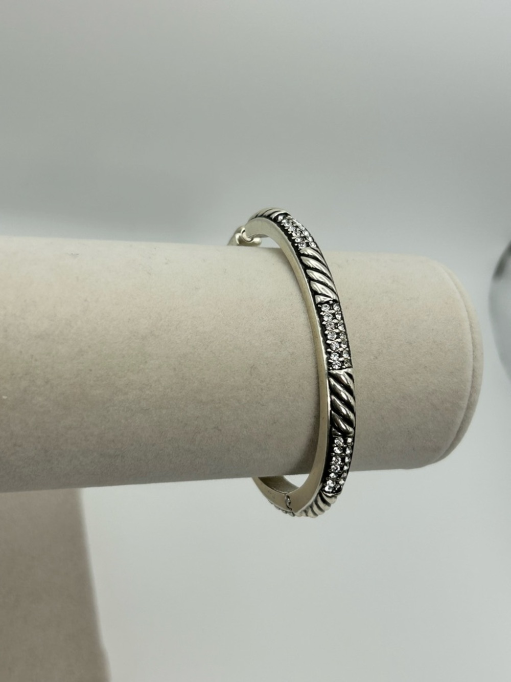 Brighton Sacred Love Bracelet Silver Plated Hinged Clear Crystals Rope Design - Picture 3 of 14